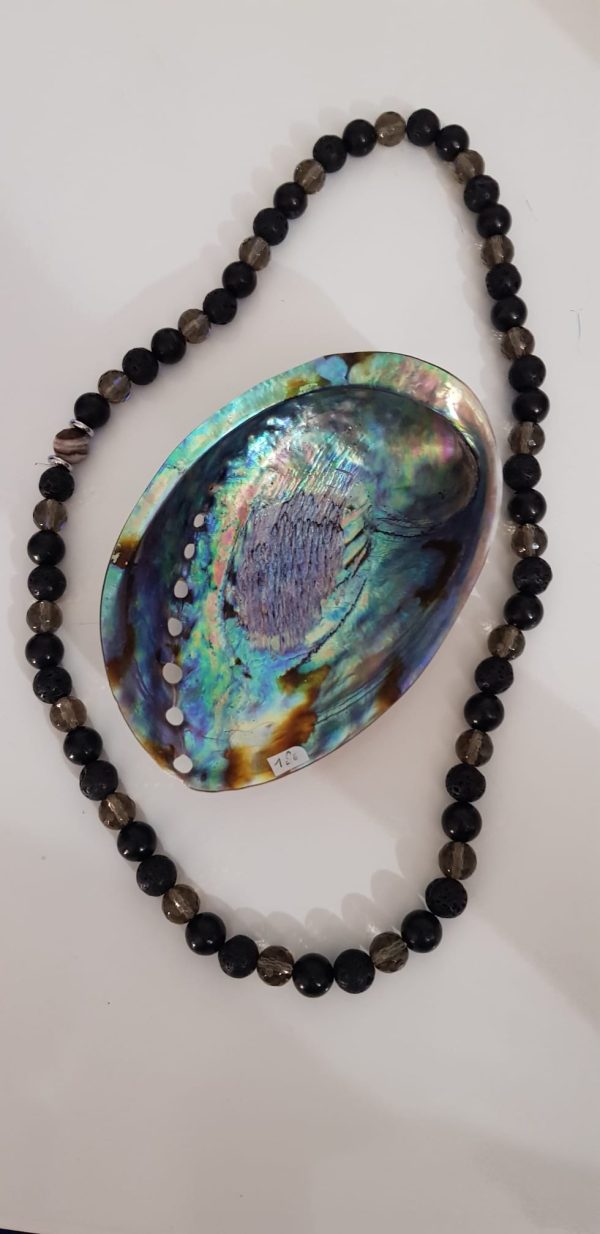 Collier en Pierre de Lave, Quartz fumé et Shungite